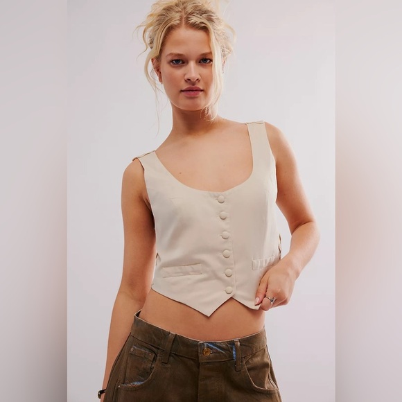 Free People Bailey Battenburg Vest – Ivory / Ecru Combo | Size S - Picture 1 of 8